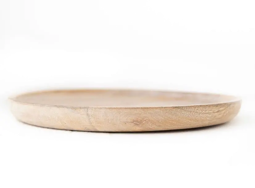 18 Inch Light Brown Mango Wood Flat Decorative Tray-2
