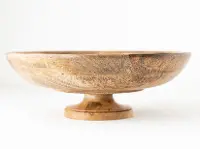 14 Inch Decorative Wood Bowl with Pedestal