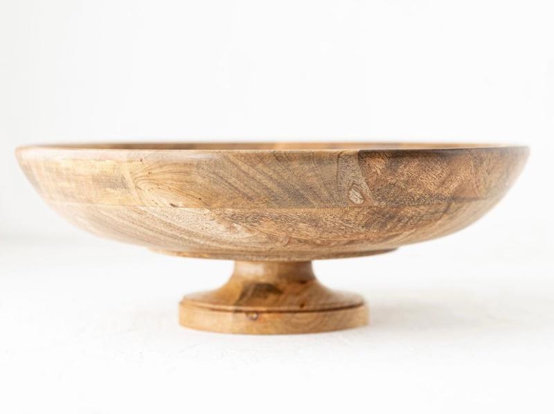 14 Inch Decorative Wood Bowl With, Decorative Wooden Bowl