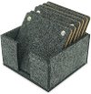 Gray Felt and Tan Cork Coasters (Set of 6) with Container