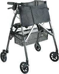 4350-BW Black Walnut EZ Fold-N-Go Rollator Walker-1