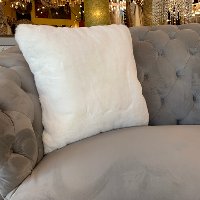 Off White Faux Fur Chinchilla Throw Pillow