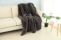 Charcoal Gray Faux Fur Chinchilla Throw Blanket
