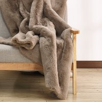 Mocha Brown Faux Fur Chinchilla Throw Blanket