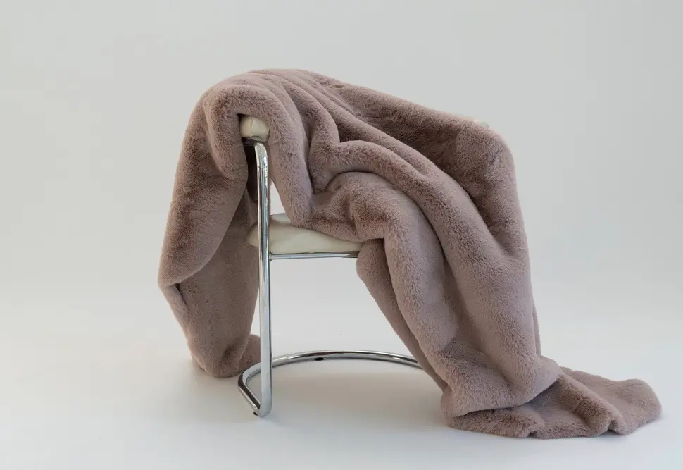 Rose Pink Faux Fur Chinchilla Throw Blanket-1