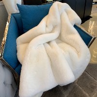Off White Faux Fur Chinchilla Throw Blanket