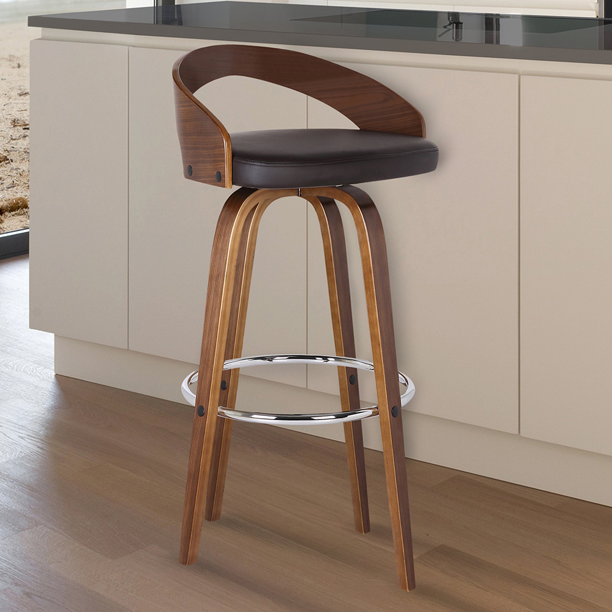 Brown Swivel Counter Height Stool - Sonia-2