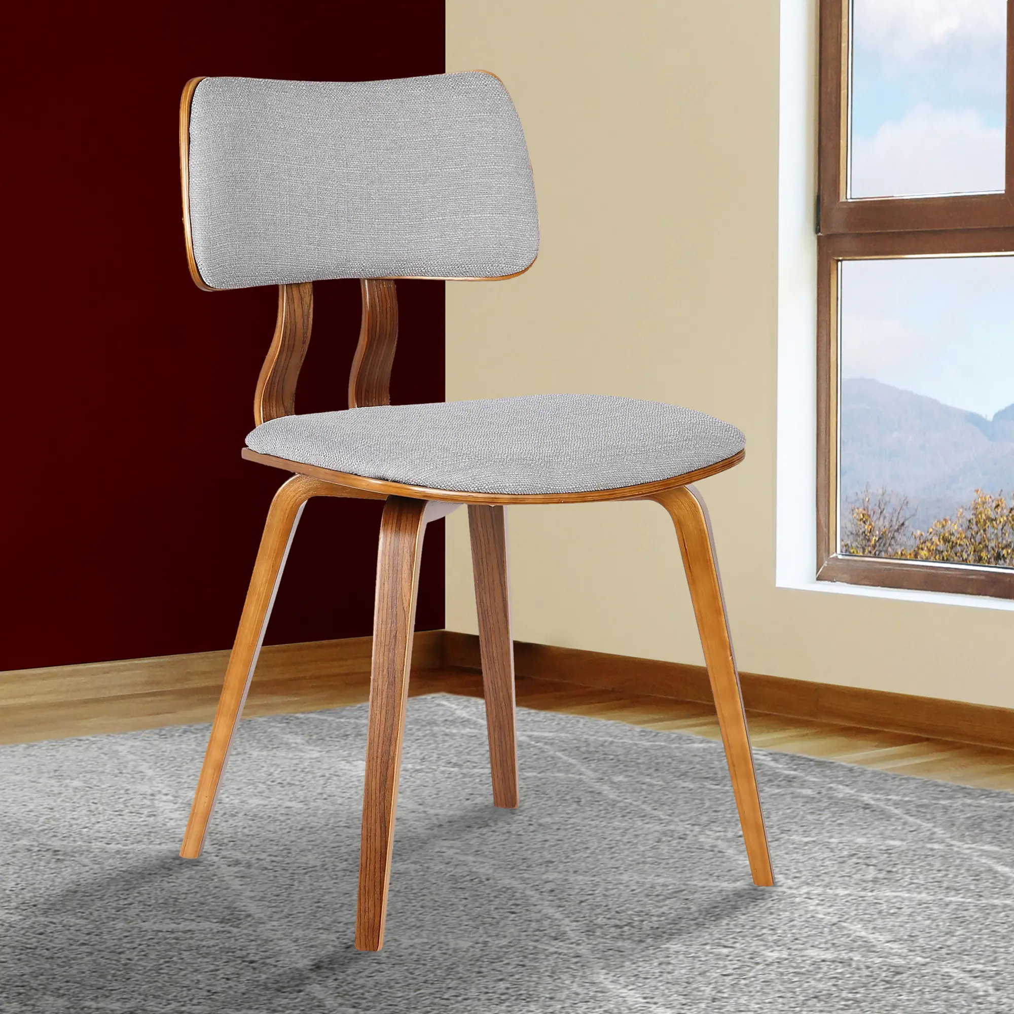 Mid Century Modern Light Gray Upholstered Dining Room Chair - Jaguar-2