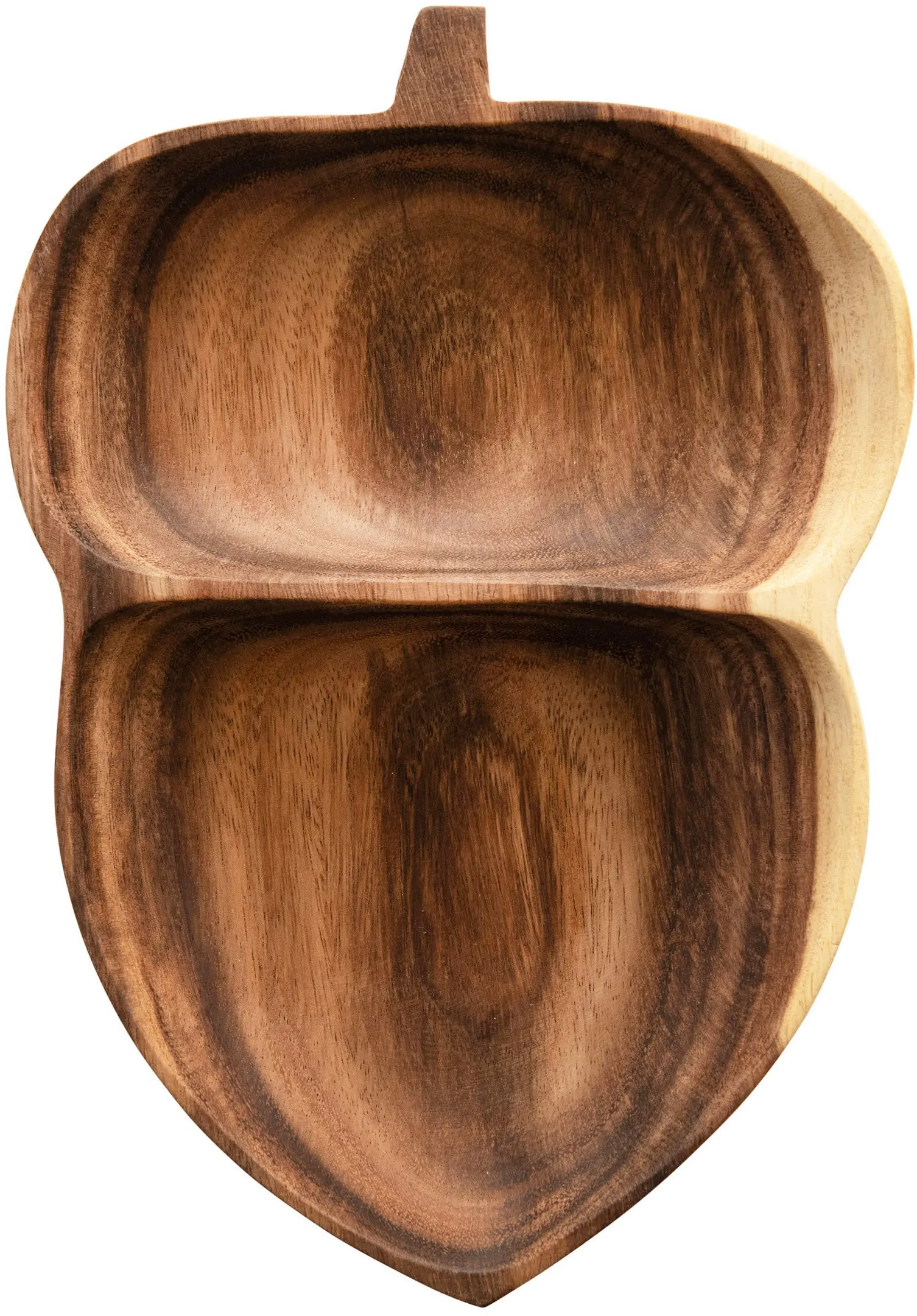 Acacia Wood Acorn Shaped Dish with 2 Sections-1