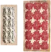 16 Inch Light Brown Wood Tray with Red and Cream Pattern