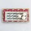12 Inch Light Brown Wood Tray with Green and Red Pattern