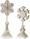 17 Inch White Washed Resin Snowflake Decoration on Spool