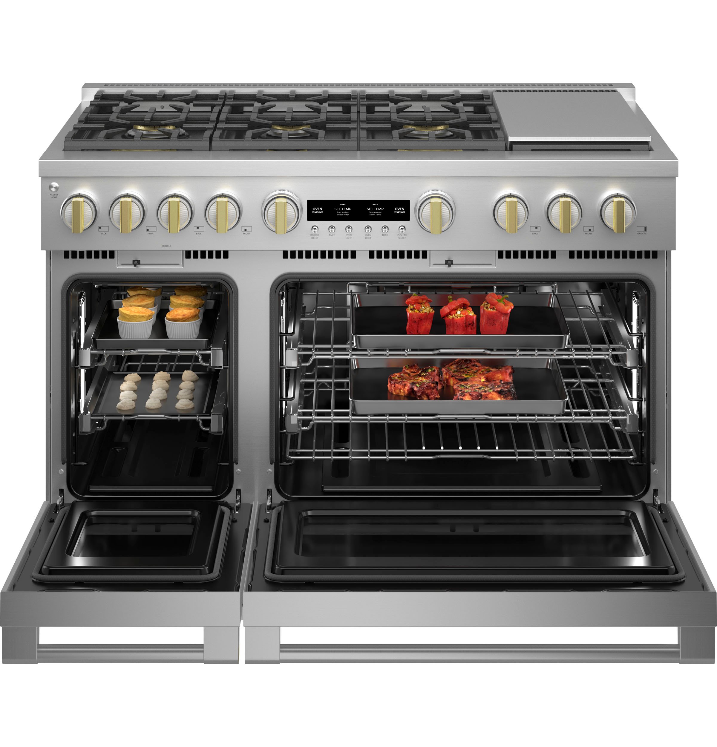 ZGP486NDTSS Monogram 48 Inch Professional Gas Smart Range with 6 Burners and Griddle - Stainless Steel-4