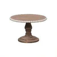 Brown Wood Tiered Stand with Bead Accent
