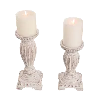 9 Inch Resin White Wash Pillar Candle Holder