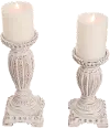 8 Inch Resin White Wash Pillar Candle Holder