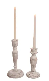 9 Inch Cement White Wash Candle Holder Taper