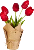 10 Inch Faux Real Touch Red Potted Tulips Arrangement