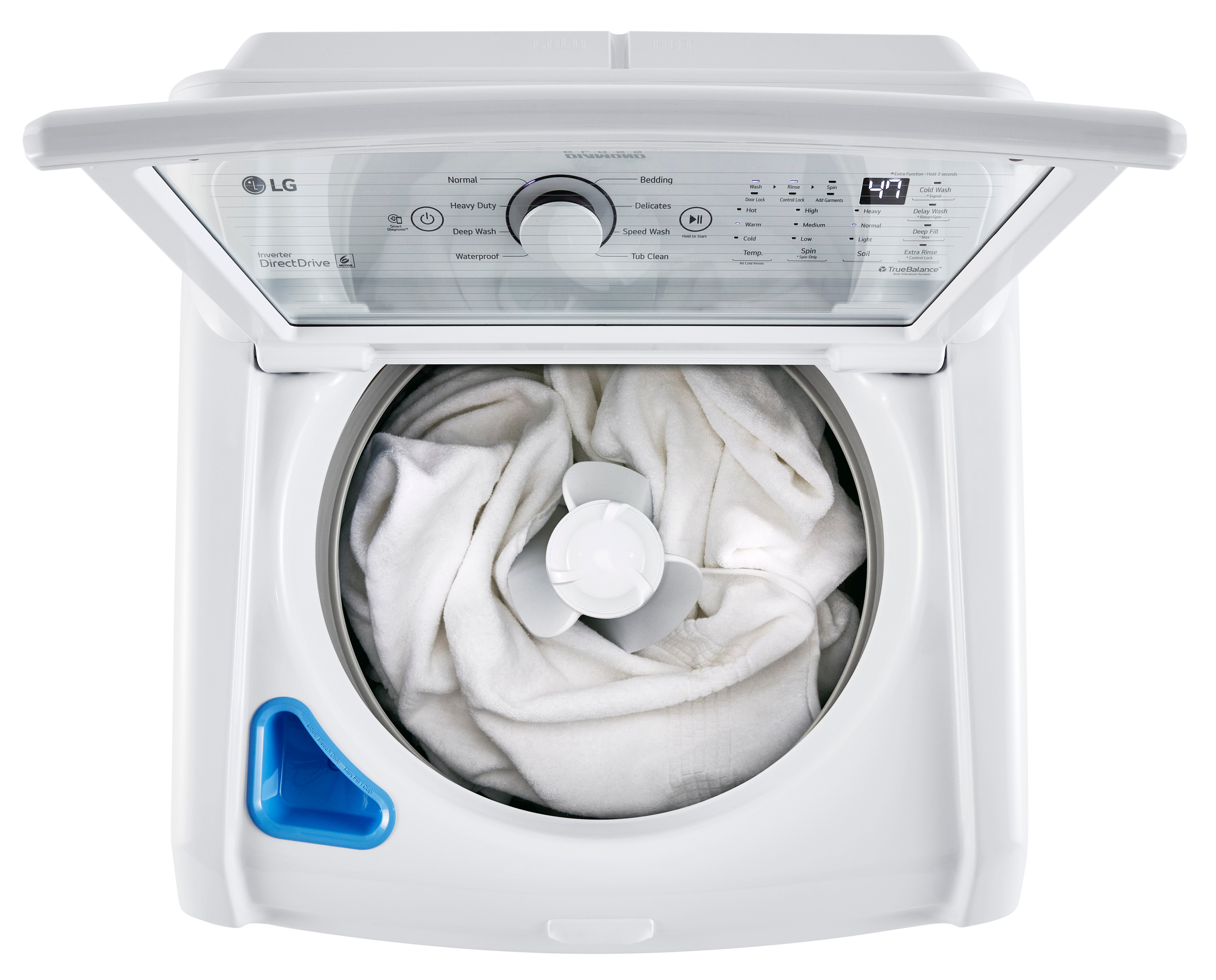 WT7005CW LG 4.3 cu. ft. Mega Capacity Top Load Washer with 4-Way Agitator & TurboDrum Technology - 4.3 cu. ft. White-7