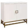 Winter White Two Door Accent Cabinet with Brass Legs