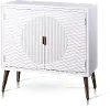 Satin White Two Door Cabinet with Fluted Drawer Panels