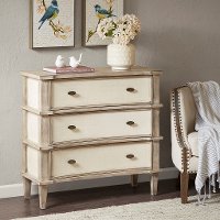 Transitional Natural and Antique Cream Three Drawer Chest