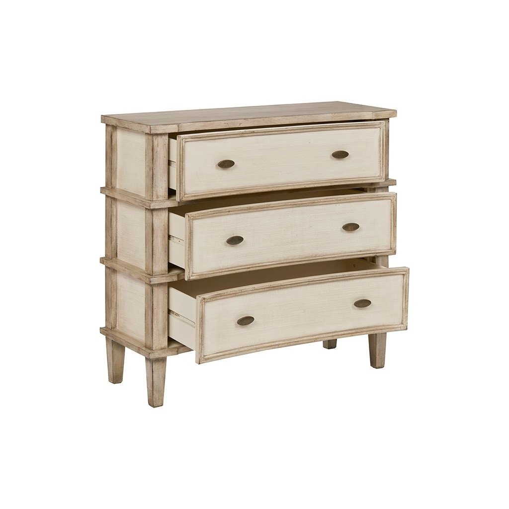 Transitional Natural and Antique Cream Three Drawer Chest-4