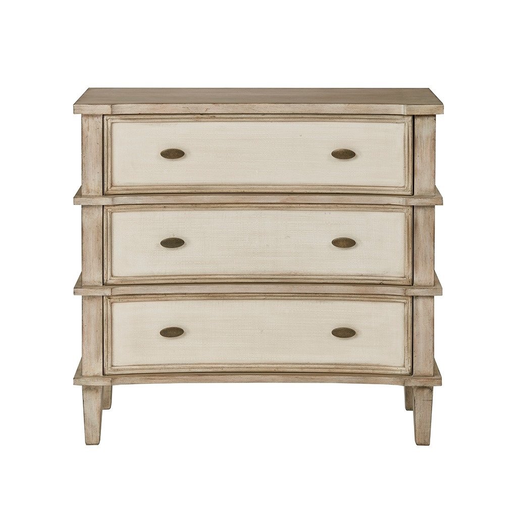 Transitional Natural and Antique Cream Three Drawer Chest-5