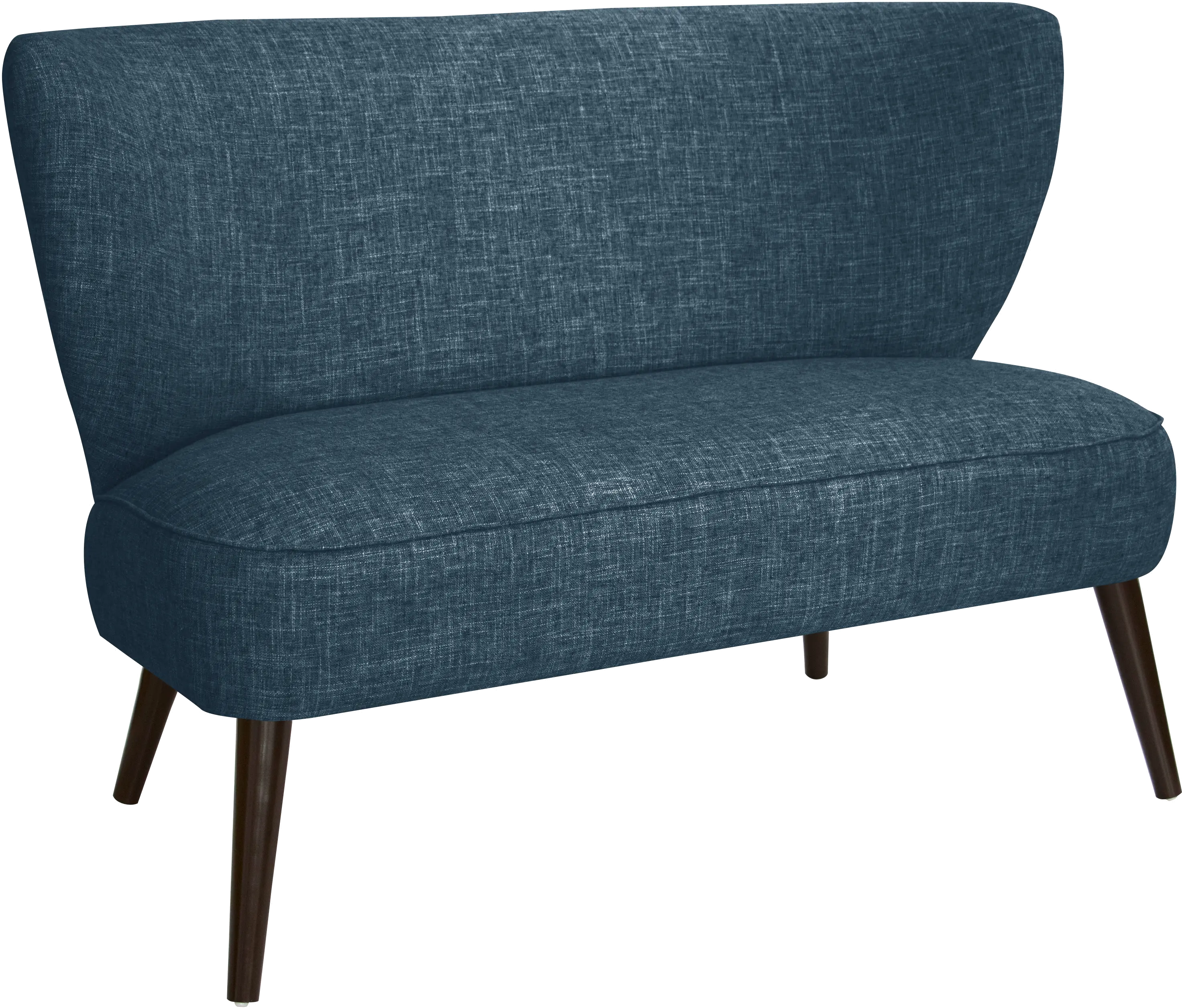 9806ZMNV Modern Navy Blue Curved Loveseat-1