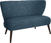 9806ZMNV Modern Navy Blue Curved Loveseat-1
