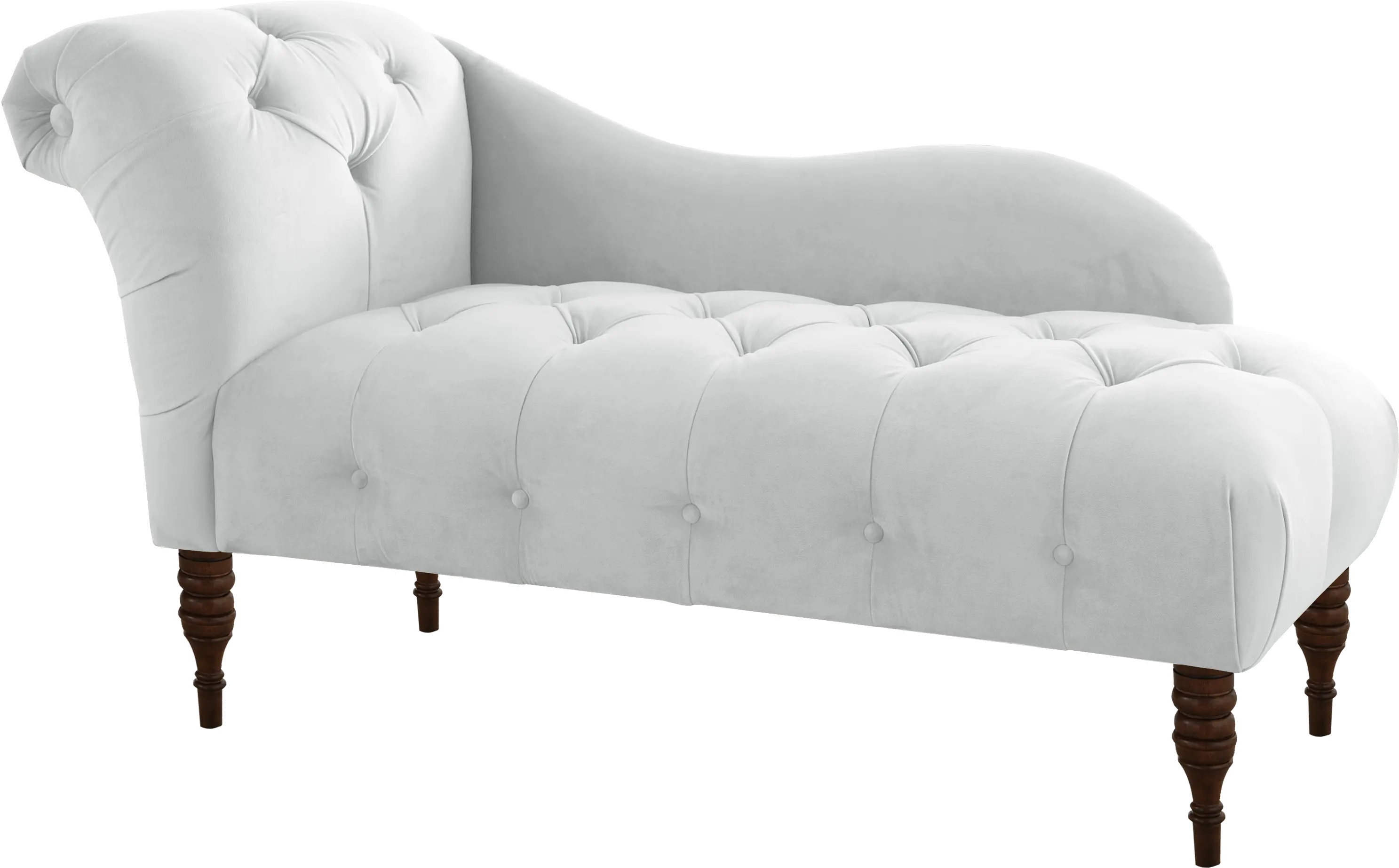 8087VLVWHT Traditional Velvet White Single Arm Chaise-1