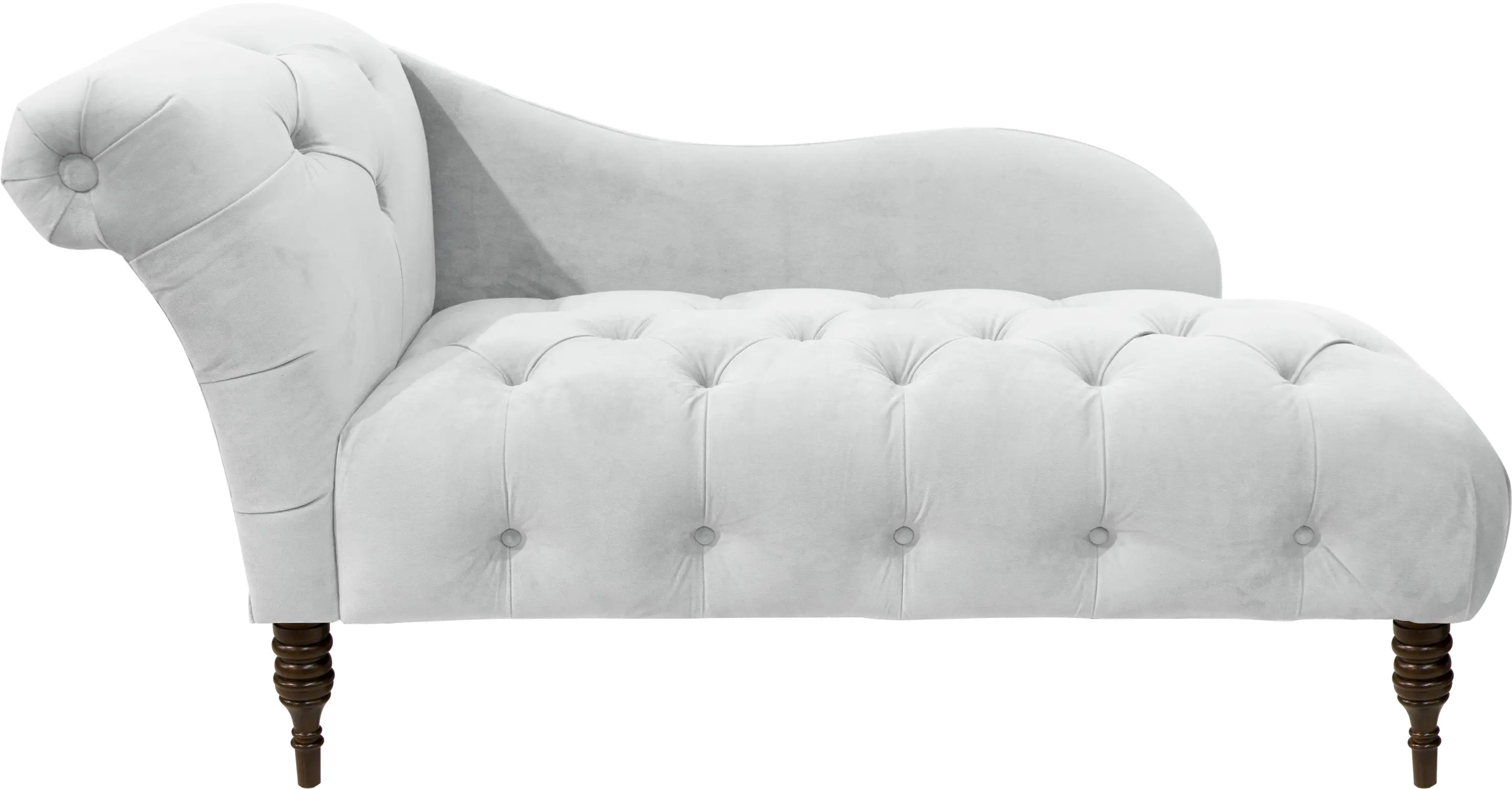 8087VLVWHT Traditional Velvet White Single Arm Chaise-2