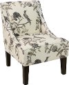 72-1SHNINKOGA Black And White Floral Swoop Arm Chair