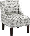 72-1RMCRMOGA Patterned Cream Swoop Arm Chair
