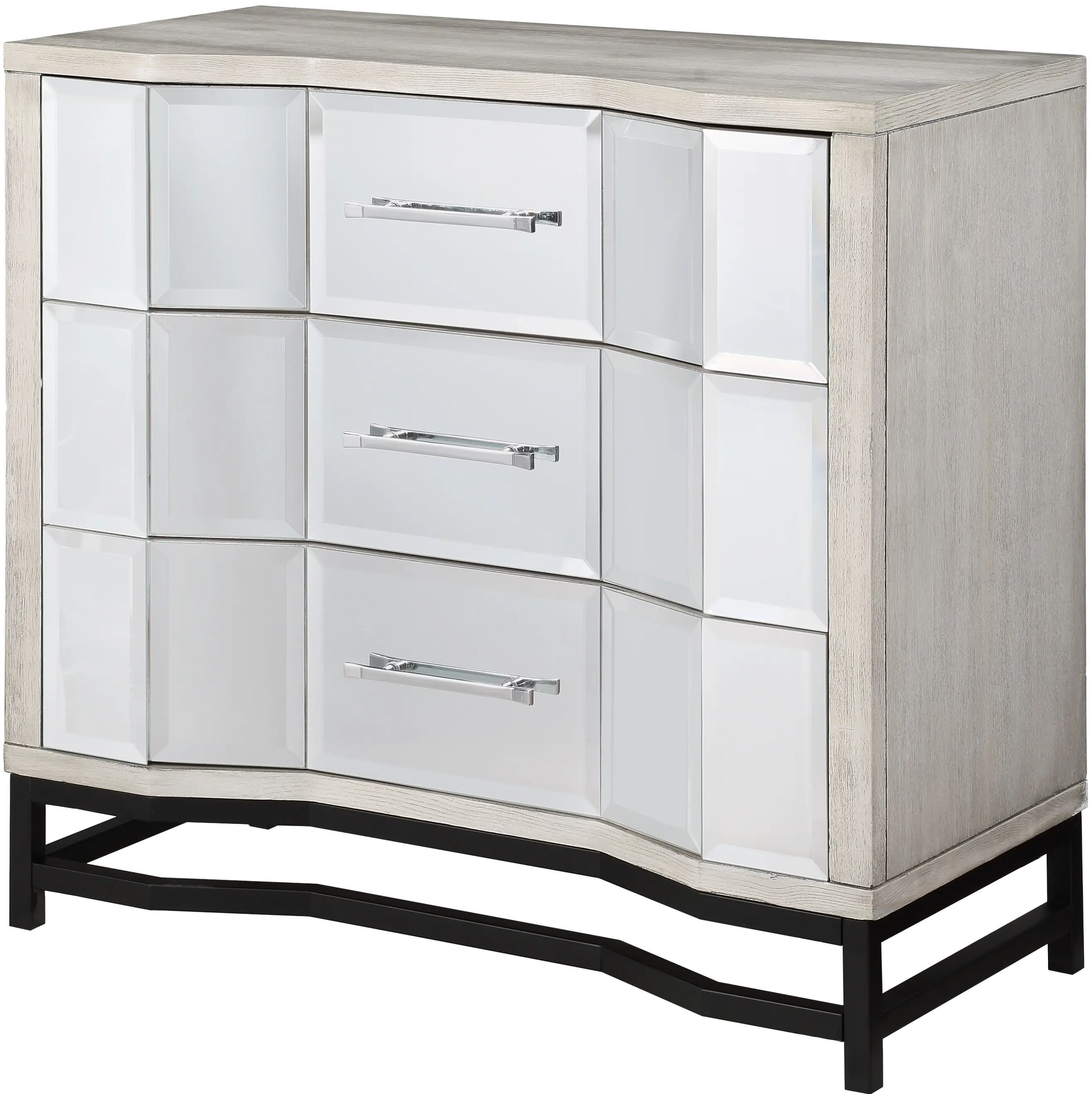 Contemporary White Three Drawer Chest with Dark Metal Base-2