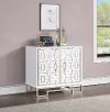 Contemporary White Two Door Cabinet with Champagne Detailing