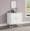 55642 Contemporary White Two Door Cabinet with Champagne Detailing