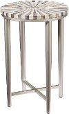 Bone Dyed Gray Round Accent Table with Antique Silver Legs