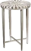 Bone Dyed Gray Round Accent Table with Antique Silver Legs