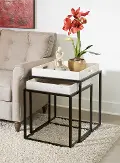 49530-S/2-SET Merrimack White Wash Tray Top Nesting Tables - Set of 2