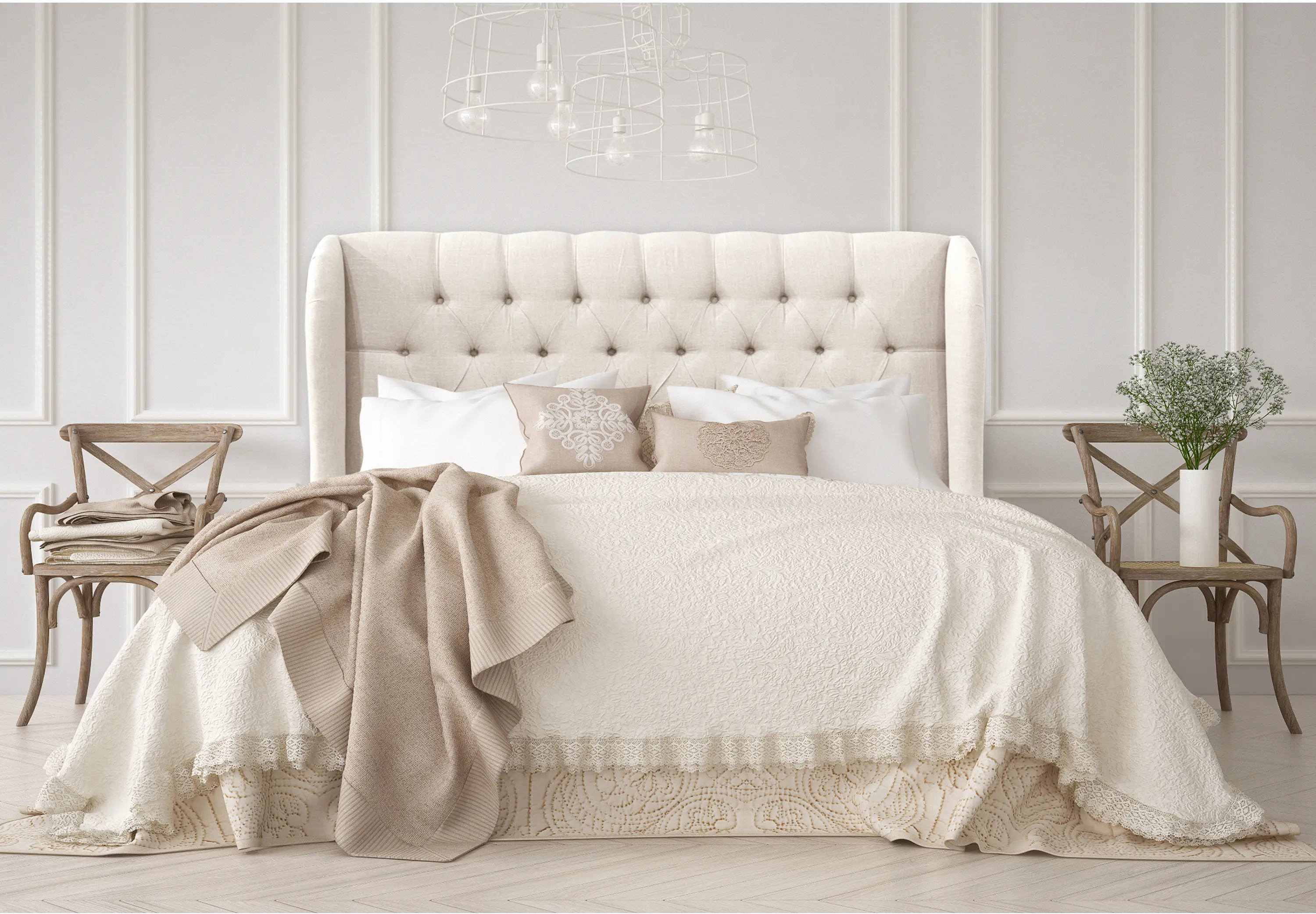414CLNNTLC California King White Curved Headboard-1