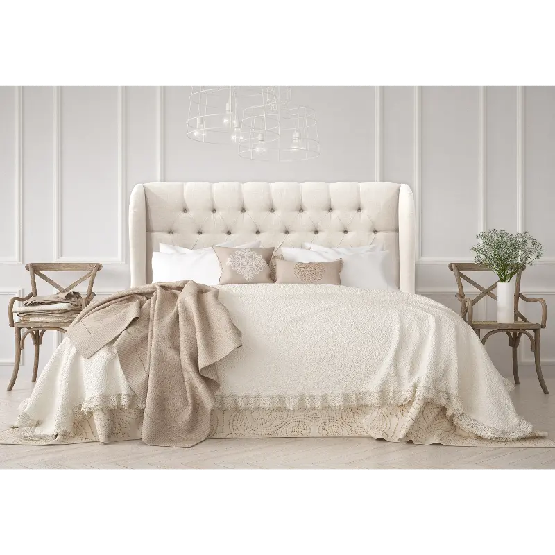 413KLNNTLC Jaclyn Cream Sloped Wingback King Headboard - Skyline Furniture