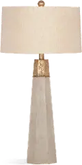 Gold and Cement Table Lamp with Linen Shade - Rowan