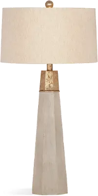 Gold and Cement Table Lamp with Linen Shade - Rowan