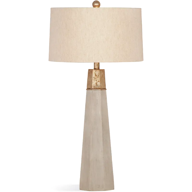 Gold and Cement Table Lamp with Linen Shade - Rowan