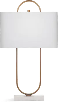 Antique Brass Metal Table Lamp with Marble Base - Mabel