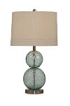 Sea Blue Green Glass Table Lamp with Silver Base