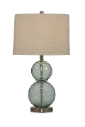 Sea Blue Green Glass Table Lamp with Silver Base