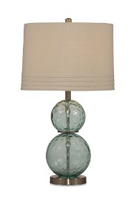 Sea Blue Green Glass Table Lamp with Silver Base