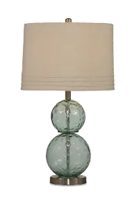 Sea Blue Green Glass Table Lamp with Silver Base